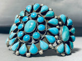 Heavy Thick Vintage Native American Navajo Teardrop Turquoise Sterling Silver Bracelet-Nativo Arts