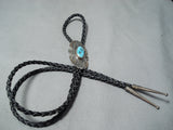 Authentic Vintage Native American Navajo Thomas Singer Turquoise Sterling Silver Bolo Tie-Nativo Arts