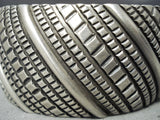 Signed Authentic John Vintage Native American Navajo Sterling Silver Intricate Bracelet-Nativo Arts