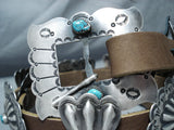 Detailed Vintage Native American Navajo Turquoise Sam Sterling Silver Concho Belt Old-Nativo Arts