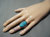 Incredible Vintage Native American Navajo Sleeping Beauty Turquoise Sterling Silver Ring Old-Nativo Arts
