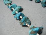 Tremendous Vintage Native American Navajo Turquoise Sterling Silver Necklace Old-Nativo Arts