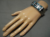 Important Tommy Jackson Vintage Native American Navajo Turquoise Inlay Sterling Silver Bracelet-Nativo Arts
