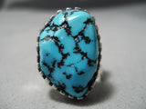 Fantastic Vintage Native American Navajo Sleeping Beauty Turquoise Sterling Silver Ring-Nativo Arts