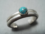 Classic Vintage Native American Navajo Royston Turquoise Sterling Silver Open Ring-Nativo Arts