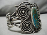 Most Intricate Vintage Native American Navajo Sterling Silver Coil Royston Turquoise Bracelet-Nativo Arts