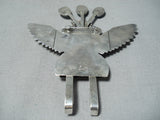 Signed Native American Navajo Old Kingman Turquoise Sterling Silver Kachina Pin-Nativo Arts
