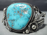 Supreme Detail Vintage Native American Navajo Early Turquoise Sterling Silver Bracelet Old-Nativo Arts