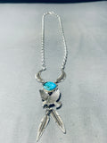 Soaring Eagle Vintage Native American Navajo Turquoise Sterling Silver Necklace-Nativo Arts