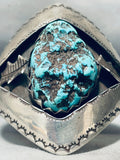 Mens Signed Museum Quality Vintage Native American Navajo Turquoise Sterling Silver Bracelet-Nativo Arts