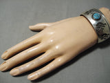 Dancing Kokopelli Vintage Native American Navajo Turquoise Sterling Silver Bracelet-Nativo Arts