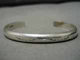 Thick Hand Tooled Vintage Native American Navajo Sterling Silver Bracelet-Nativo Arts