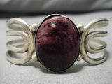 Stunning Vintage Native American Navajo Purple Shell Sterling Silver Bracelet-Nativo Arts