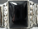 Awesome Vintage Native American Navajo Black Onyx Sterling Silver Bracelet-Nativo Arts