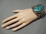 Ginormous Vintage Native American Navajo Rare Turquoise Sterling Silver Leaf Bracelet-Nativo Arts