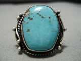 One Of The Best Vintage Native American Navajo Blue Diamond Turquoise Sterling Silver Ring Old-Nativo Arts