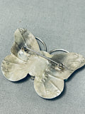 Happiness And Peace Vintage Native American Navajo Turquoise Butterfly Sterling Silver Pin-Nativo Arts