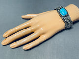 Victor Begay Vintage Native American Navajo Blue Gem Turquoise Sterling Silver Bracelet-Nativo Arts