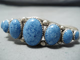 Breathtaking Vintage Native American Navajo Denim Lapis Sterling Silver Bracelet Old-Nativo Arts