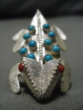 Important Vintage Native American Navajo Sterling Silver Turquoise Horned Toad Pin-Nativo Arts