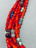 Drop Dead Gorgeous Singer Native American Navajo Sterling Silver Coral Necklace-Nativo Arts