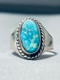 Impressive Vintage Native American Navajo Spiderweb Turquoise Sterling Silver Ring-Nativo Arts