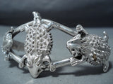 Whimsical Navajo Sterling Silver Southwestern Toad Bracelet Native American-Nativo Arts