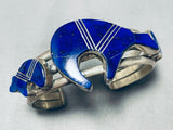 Jonny Peters Vintage Native American Navajo Lapis Brownbear Sterling Silver Bracelet-Nativo Arts