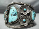 Best Vintage Native American Navajo Flower Turquoise Sterling Silver Bracelet Old-Nativo Arts