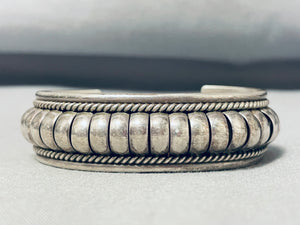 Basket Handmade Vintage Native American Navajo Sterling Silver Bracelet Cuff-Nativo Arts