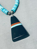 Native American Amazing Vintage Santo Domingo Kingman Turquoise & Jet Sterling Silver Necklace-Nativo Arts