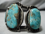 Very Rare!! Vintage Native American Navajo Old Persin Turquoise Sterling Silver Bracelet Old-Nativo Arts
