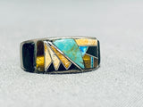 Astounding Vintage Native American Navajo Inlay Turquoise Sterling Silver Ring-Nativo Arts