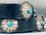 Spectacular Vintage Native American Navajo Old Kingman Turquoise Sterling Silver Concho Belt-Nativo Arts