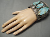 Biggest Best Vintage Native American Navajo #8 Turquoise Sterling Silver Bracelet Old-Nativo Arts