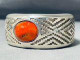 Important J.r. Tolino Signed Vintage Native American Navajo Coral Sterling Silver Bracelet-Nativo Arts