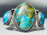 Earth Turquoise Vintage Native American Navajo Sterling Silver Bracelet Old-Nativo Arts