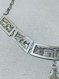 Yazzie Vintage Native American Navajo Sterling Silver Storyteller Necklace Signed-Nativo Arts
