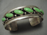 Exceptional Vintage Native American Navajo Jim Shay Gaspeite Sterling Silver Bracelet Old-Nativo Arts
