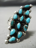 Fabulous Vintage Navajo Zuni Turquoise Sterling Silver Native American Ring Old-Nativo Arts