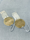 Exceptional Native American Navajo Sterling Silver Coyote & Moon Earrings-Nativo Arts
