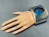 Native American Very Rare Recessed Morenci Turquoise Sterling Silver Bracelet-Nativo Arts