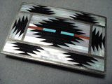 Talented Detail Vintage Native American Zuni Dishta Turquoise Sterling Silver Buckle-Nativo Arts
