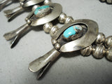 Women's Authntc Vintage Native American Navajo Turquoise Sterling Silver Squash Blossom Necklace-Nativo Arts