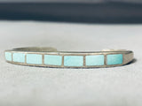 Elegant Vintage Native American Zuni Inlay Blue Gem Turquoise Sterling Silver Bracelet-Nativo Arts