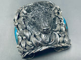 Native American 252 Gram Huge Heavy Navajo Bison Turquoise Sterling Silver Bracelet-Nativo Arts