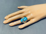 Rick Long Vintage Signed Native American Navajo 2 Morenci Turquoise Sterling Silver Ring-Nativo Arts