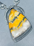 One Of The Best Native American Navajo Honeybee Jasper Sterling Silver Necklace-Nativo Arts