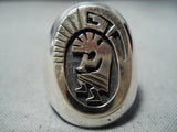 Signed Native American Navajo Sterling Silver 14k Gold Kokopelli Ring-Nativo Arts