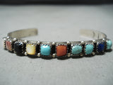 Impressive Vintage Native American Navajo Turquoise And Multi-stone Sterling Silver Bracelet-Nativo Arts